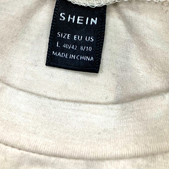 Shein Graphic Short Sleeve Shirt Cream Angel Sz Large - Picture 3 of 15